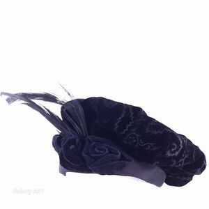 🌹Stunning Elegant Vintage Elegant Black Beret painters Hat-with feathers